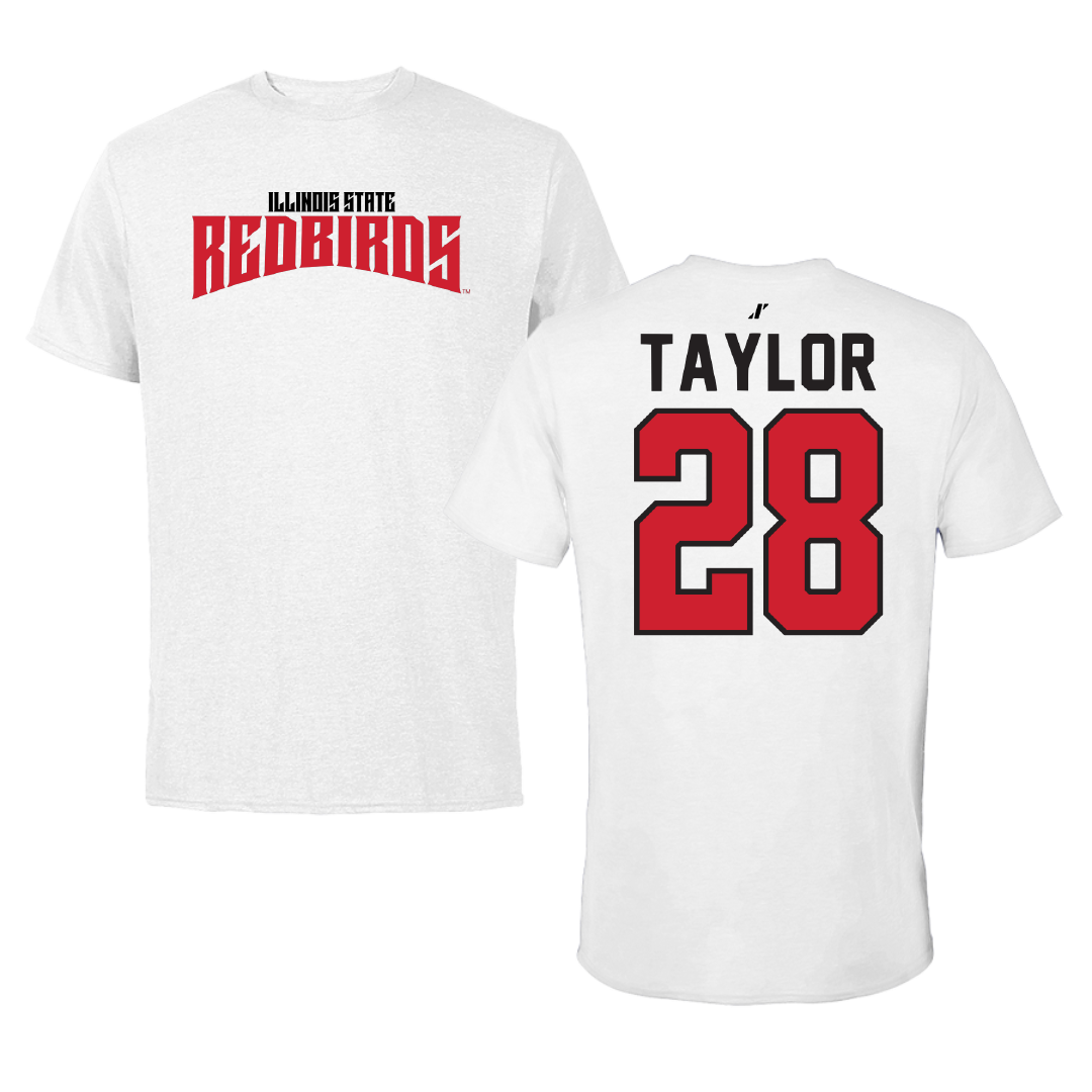 Illinois State University Football White Classic Performance Tee - #28 Chris Taylor