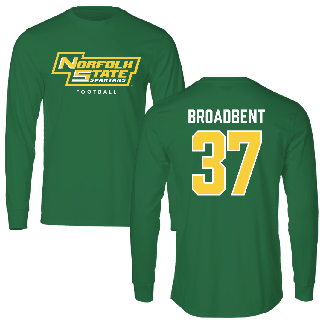 Norfolk State University Football Kelly Green Long Sleeve - #37 Kaleb Broadbent
