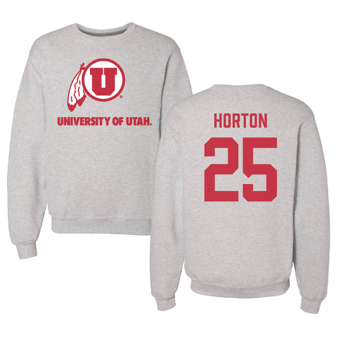 University of Utah Lacrosse Gray Crewneck - #25 Bryce Horton