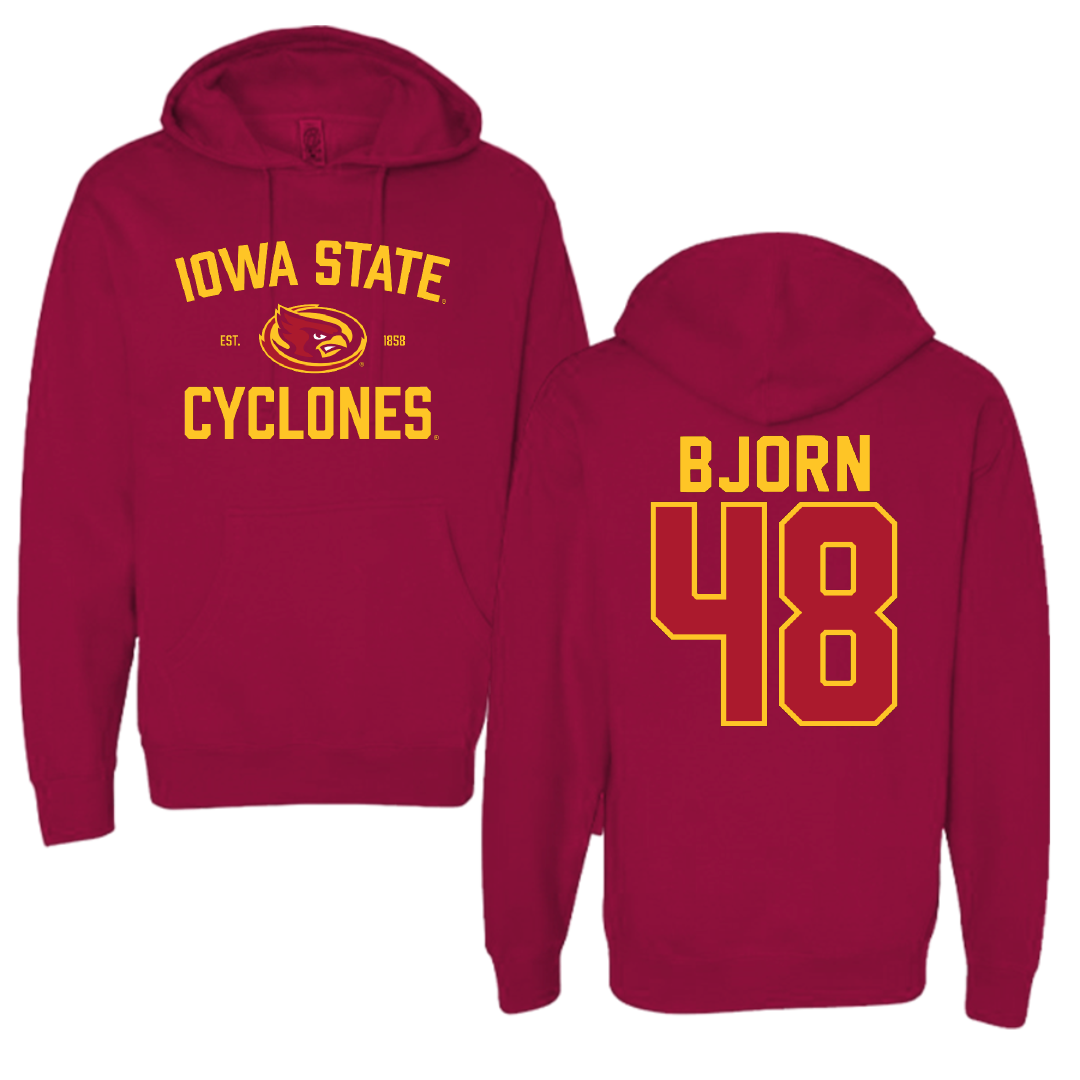 Iowa State University Football Cardinal General Hoodie - #48 Jack Bjorn