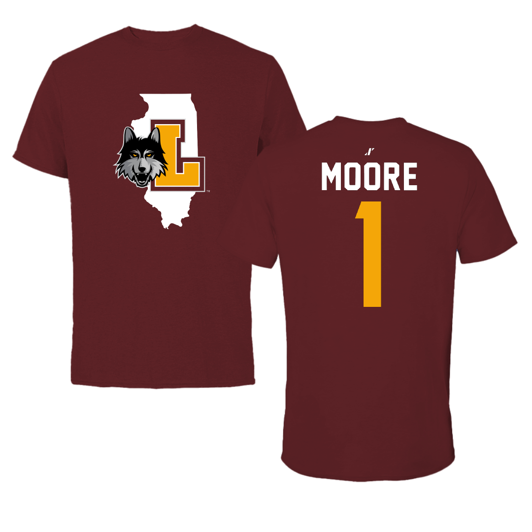 Loyola University-Chicago Basketball Maroon State Performance Tee - #1 Aaliyah Moore