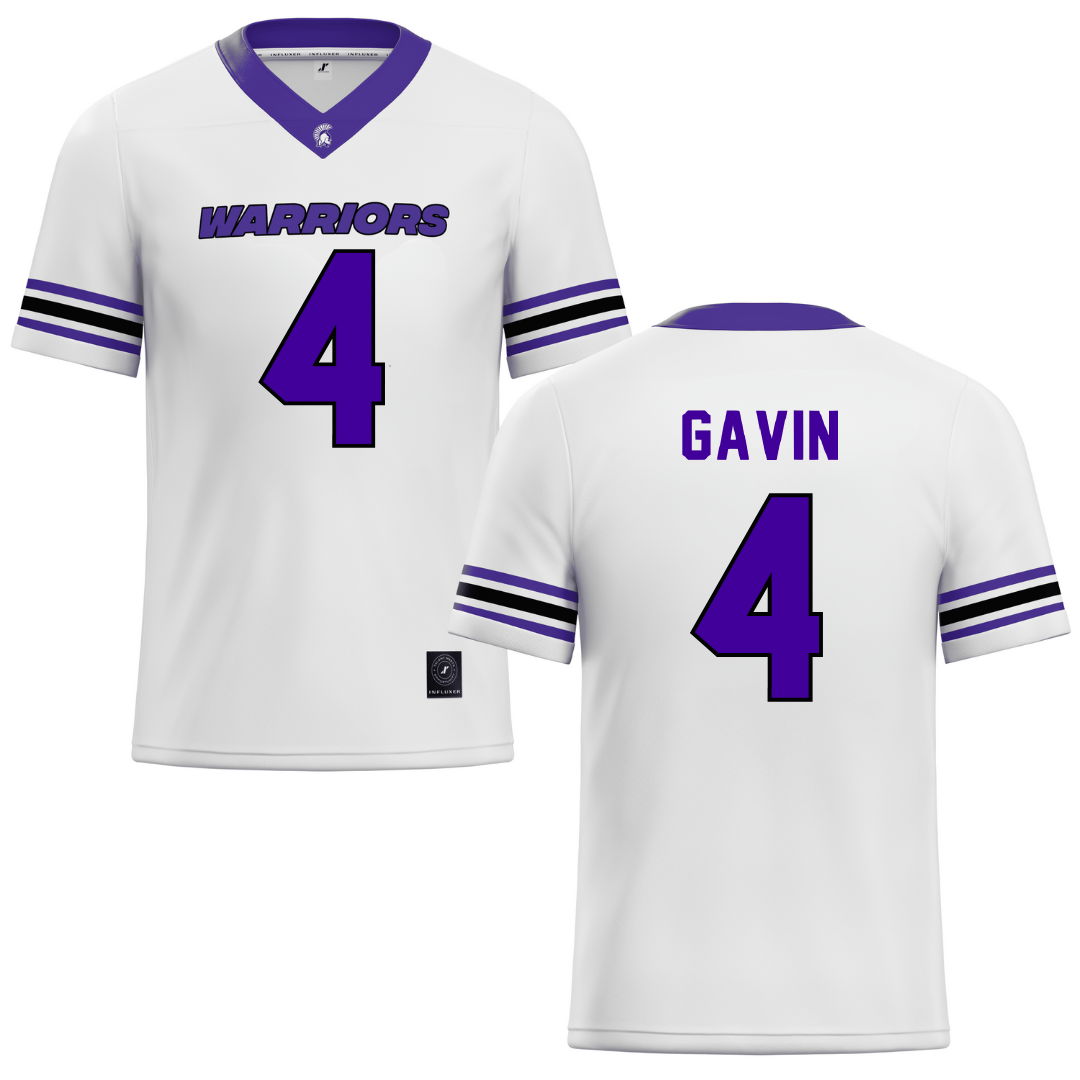 Winona State University White Football Jersey - #4 Ty Gavin