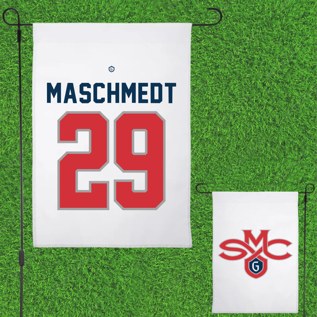 Saint Mary's College of California Soccer White Garden Flag - #29 Will Maschmedt