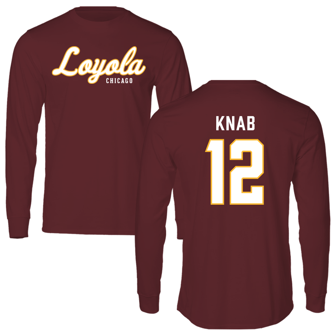 Loyola University-Chicago Soccer Maroon Long Sleeve - #12 Olivia Knab