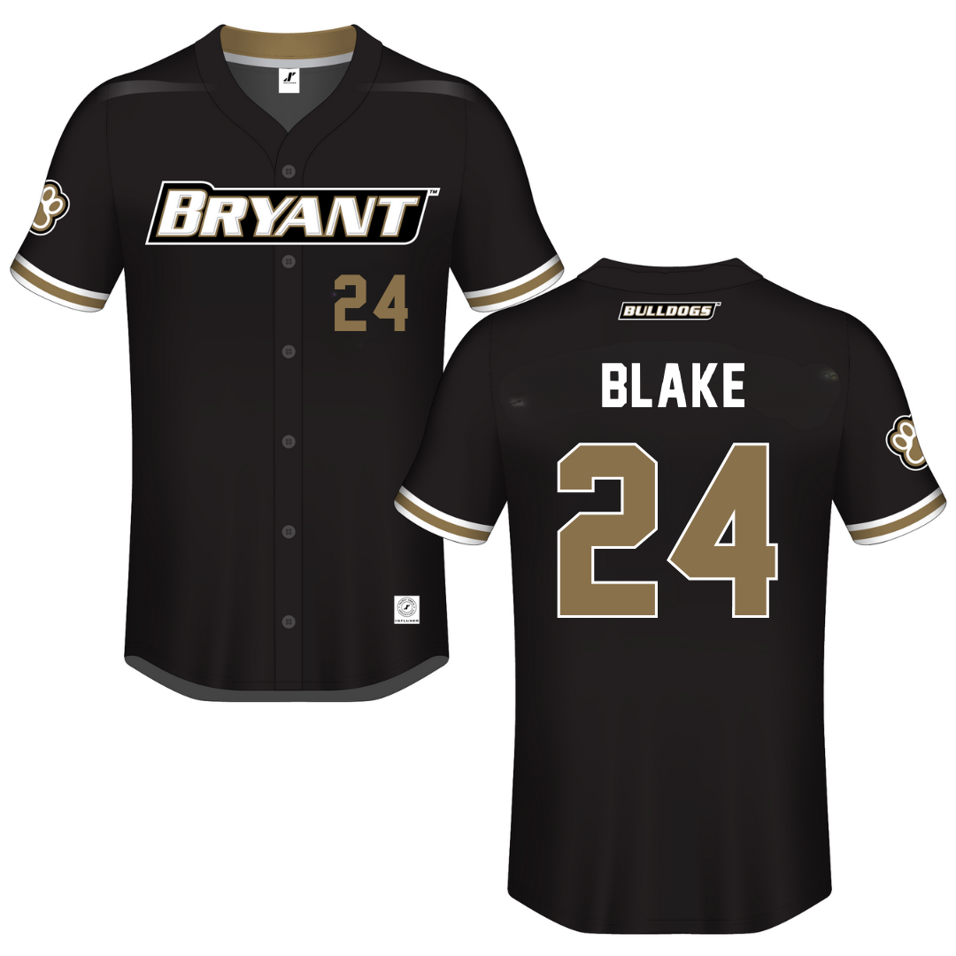 Bryant University Black Button-Down Jersey - #24 Evan Blake