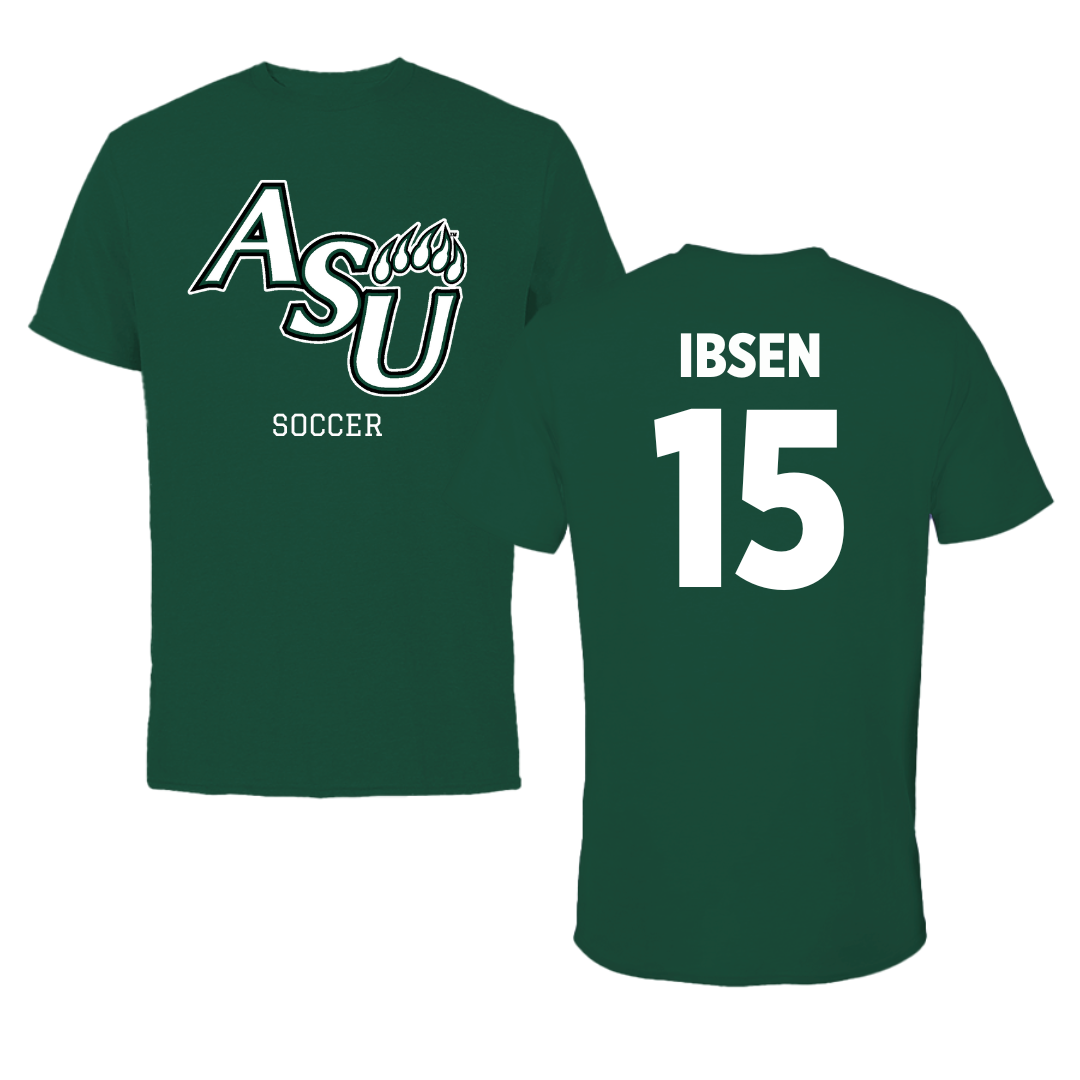 Adams State University Soccer Green Performance Tee - #15 Emily Ibsen