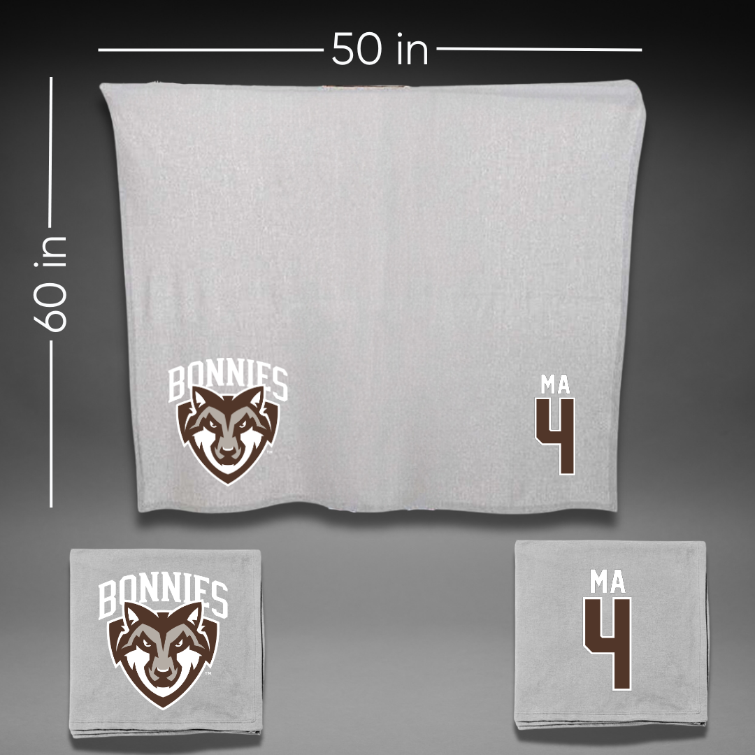 St. Bonaventure University Soccer Gray Blanket - #4 Lilly Ma