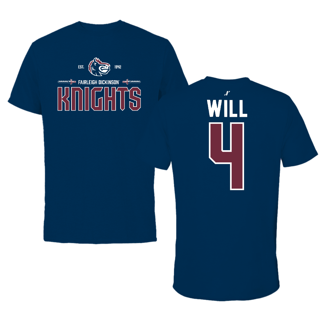 Fairleigh Dickinson University-Metropolitan Campus Baseball Navy General Performance Tee - #4 Zack Will