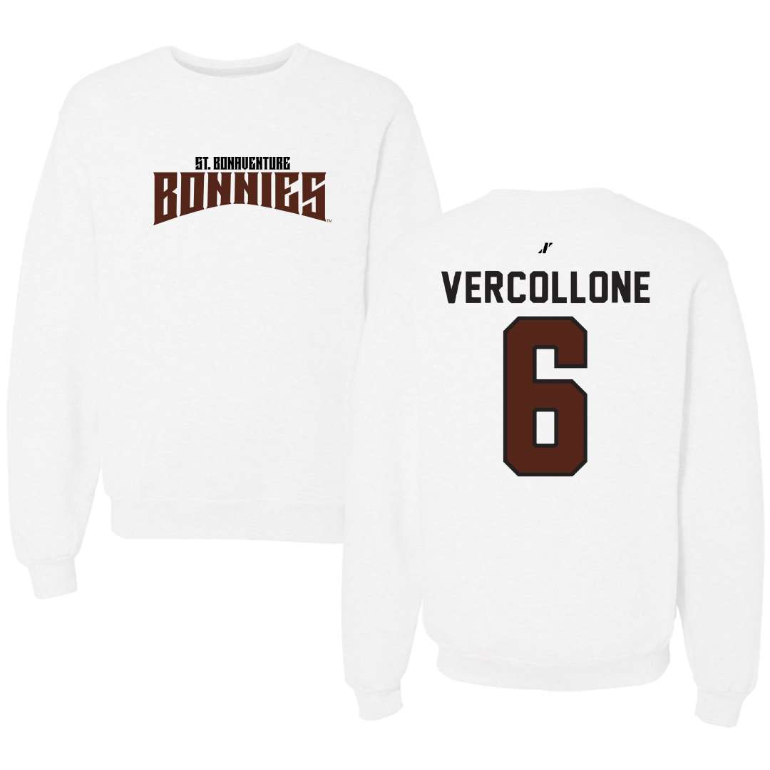 St. Bonaventure University Baseball White Classic Crewneck - #6 Conner Vercollone