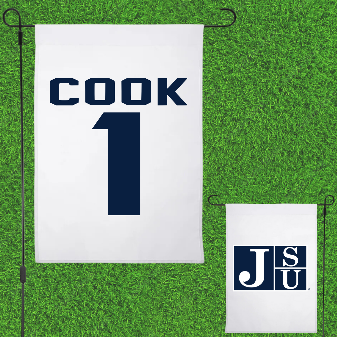 Jackson State University Basketball White Garden Flag - #1 Zeke Cook