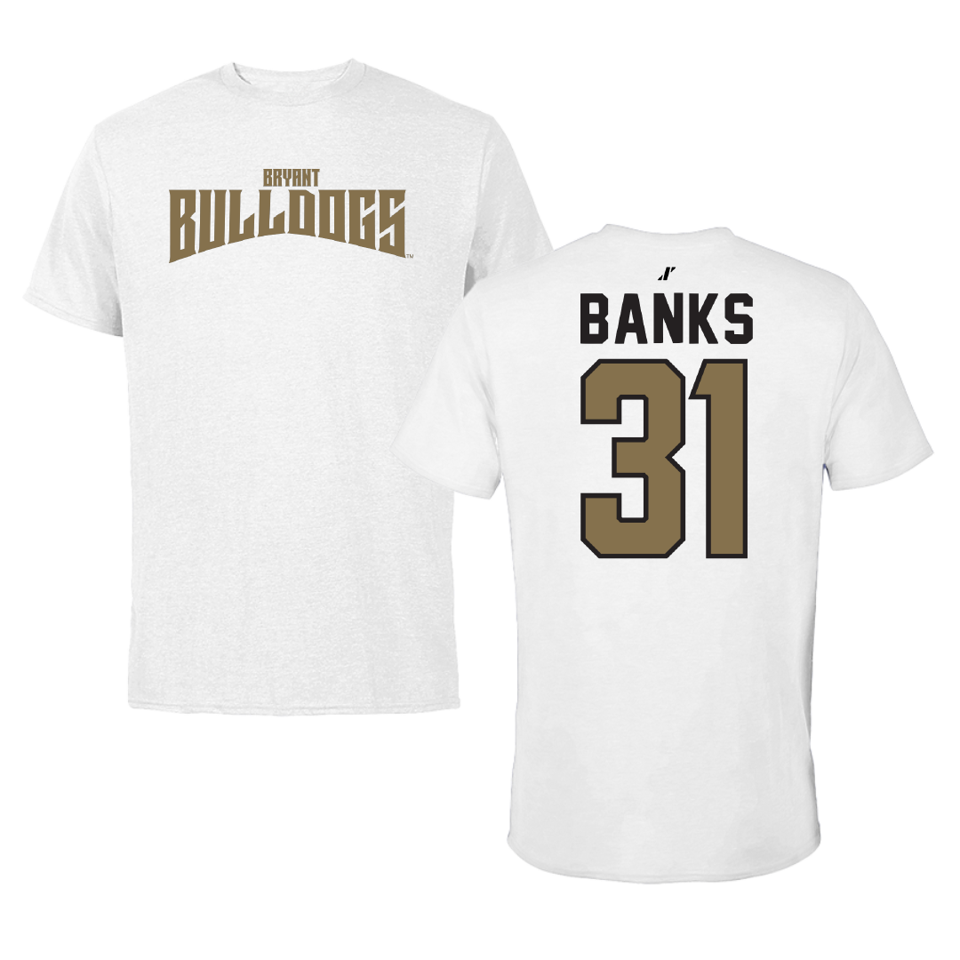 Bryant University Football White Classic Performance Tee - #31 Devon Banks