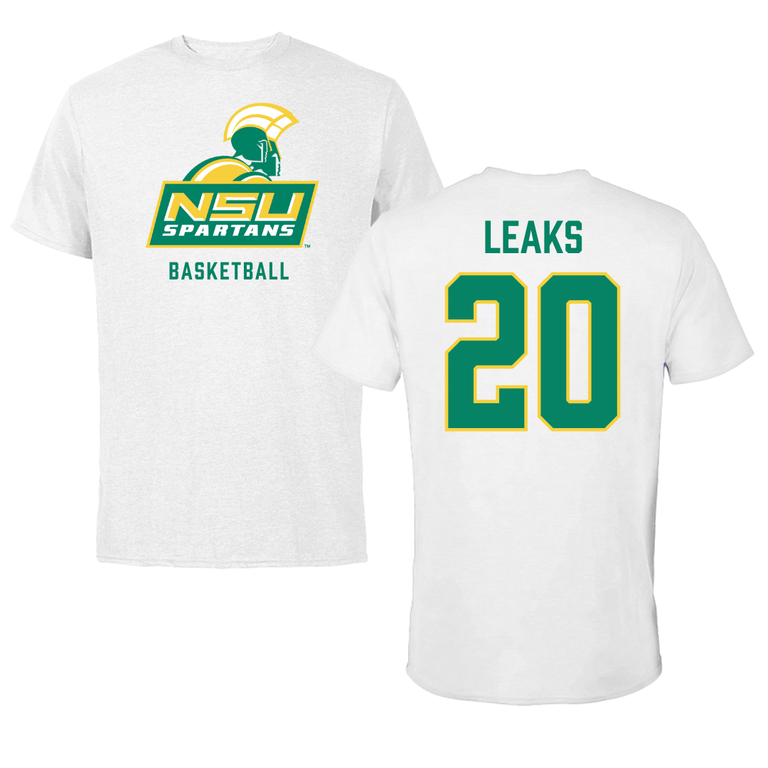 Norfolk State University Basketball White Tee - #20 Jordan Leaks