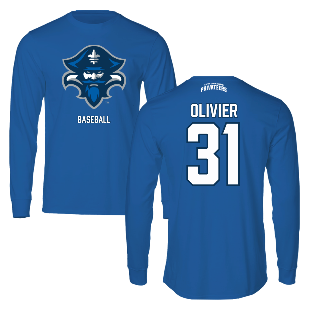 University of New Orleans Baseball Blue Performance Long Sleeve - #31 Chris Olivier