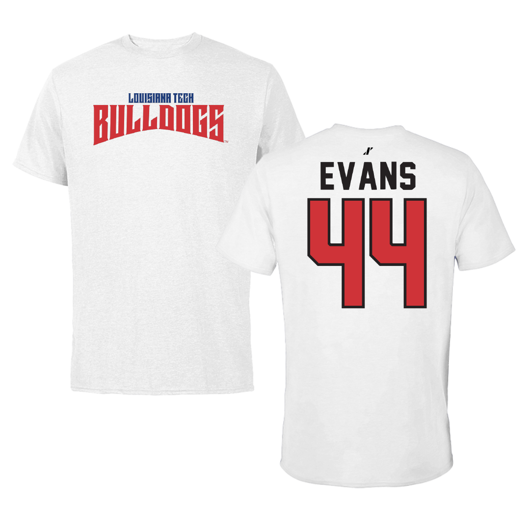 Louisiana Tech University Baseball White Classic Tee - #44 John Evans