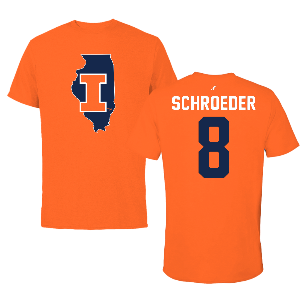 University of Illinois Baseball Orange State Tee - #8 Jacob Schroeder
