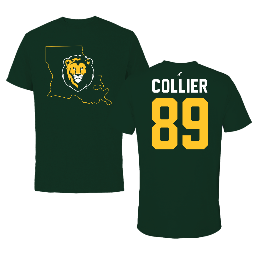 Southeastern Louisiana University Football Forest Green State Tee - #89 Cade Collier