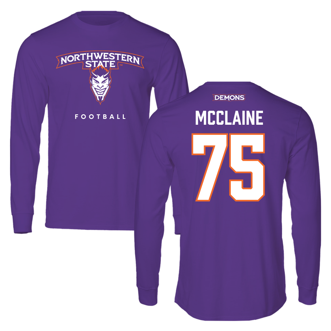 Northwestern State University Football Purple Performance Long Sleeve - #75 Jordan McClaine