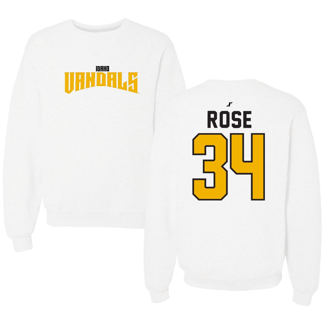 University of Idaho Basketball White Classic Crewneck - #34 Kyson Rose