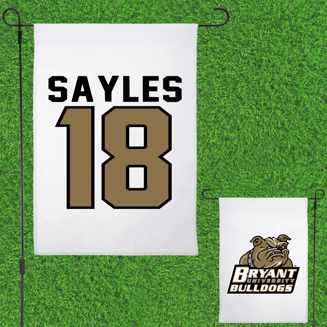 Bryant University Football White Garden Flag - #18 Braden Sayles
