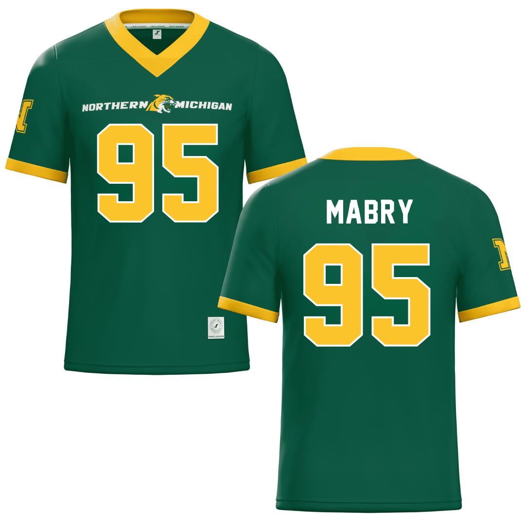 Northern Michigan University Green Football Jersey - #95 Jhermari Mabry