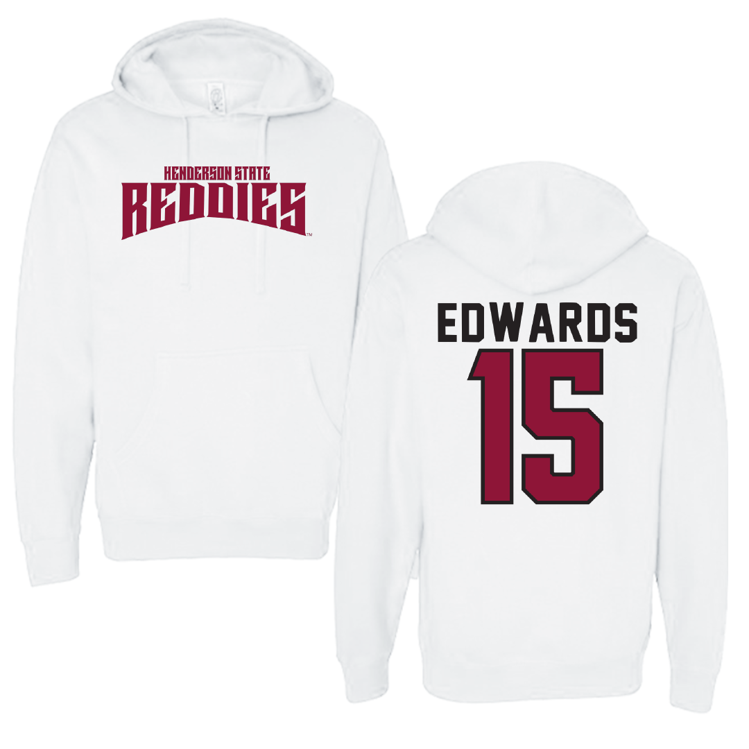 Henderson State University Football White Classic Hoodie - #15 Andrew Edwards