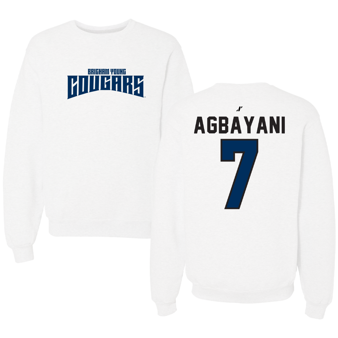 Brigham Young University Softball White Classic Crewneck - #7 Aleia Agbayani