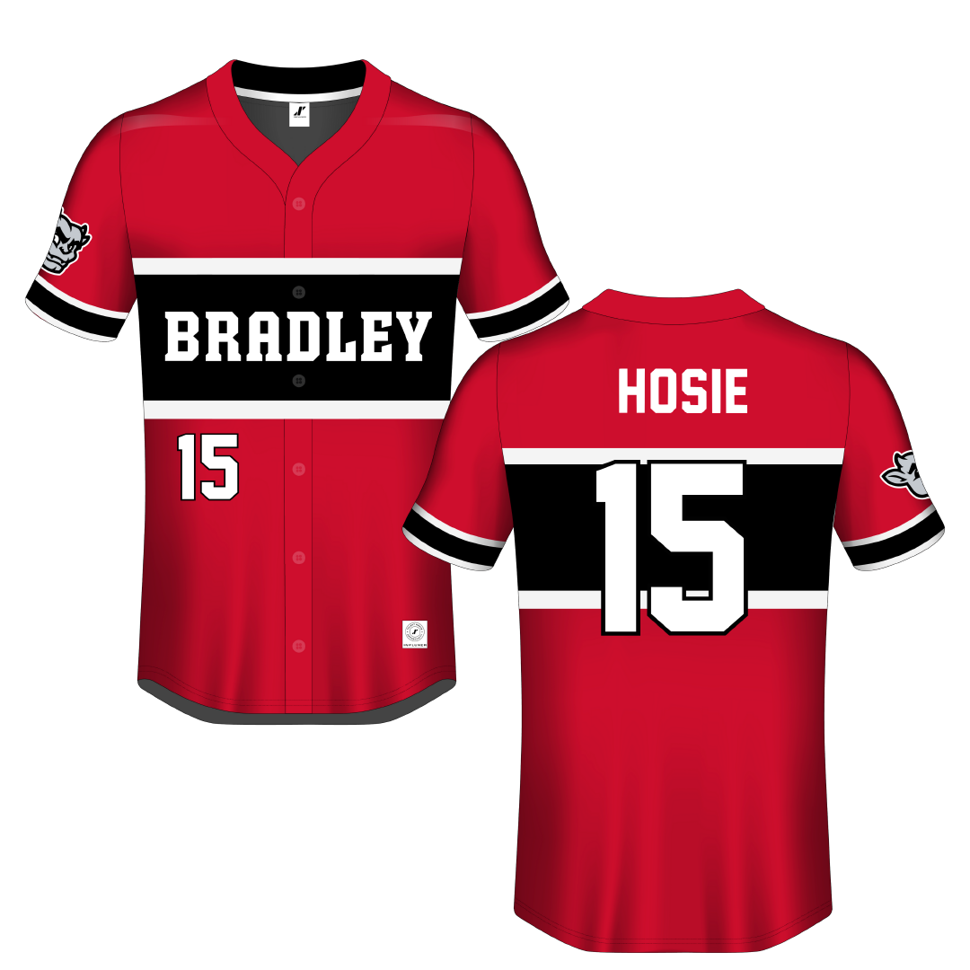 Bradley University Red Button-Down Jersey - #15 Nick Hosie