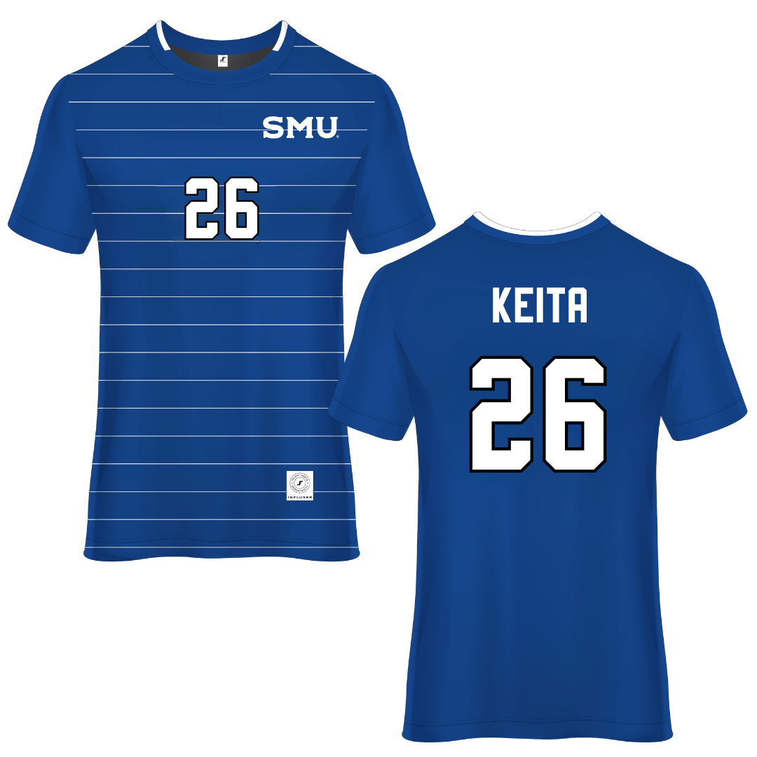 Southern Methodist University Blue Soccer Jersey - #26 Ibrahim Keita