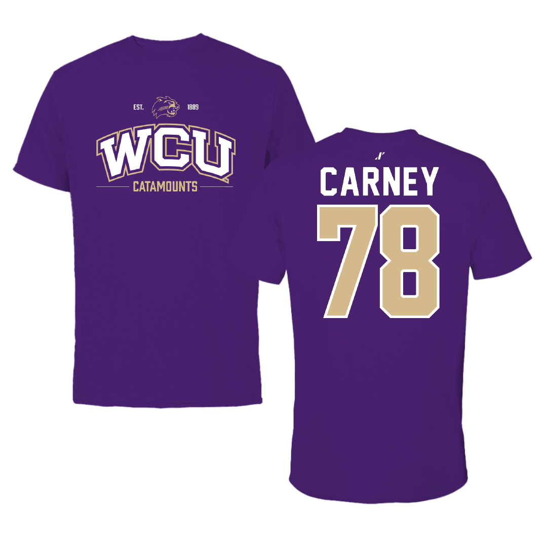 Western Carolina University Football Purple General Tee - #78 Evan Carney