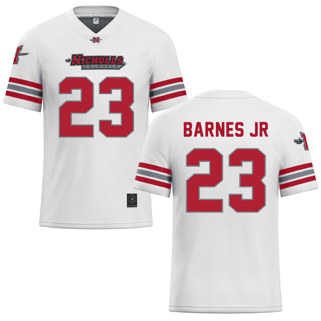Nicholls State University White Football Jersey - #23 Jason Barnes Jr