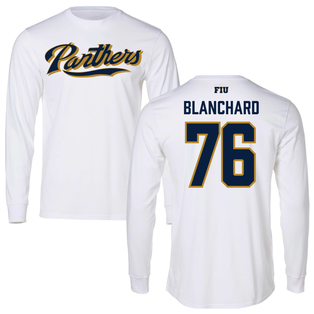 Florida International University Football White Panthers Long Sleeve - #76 Bo Blanchard