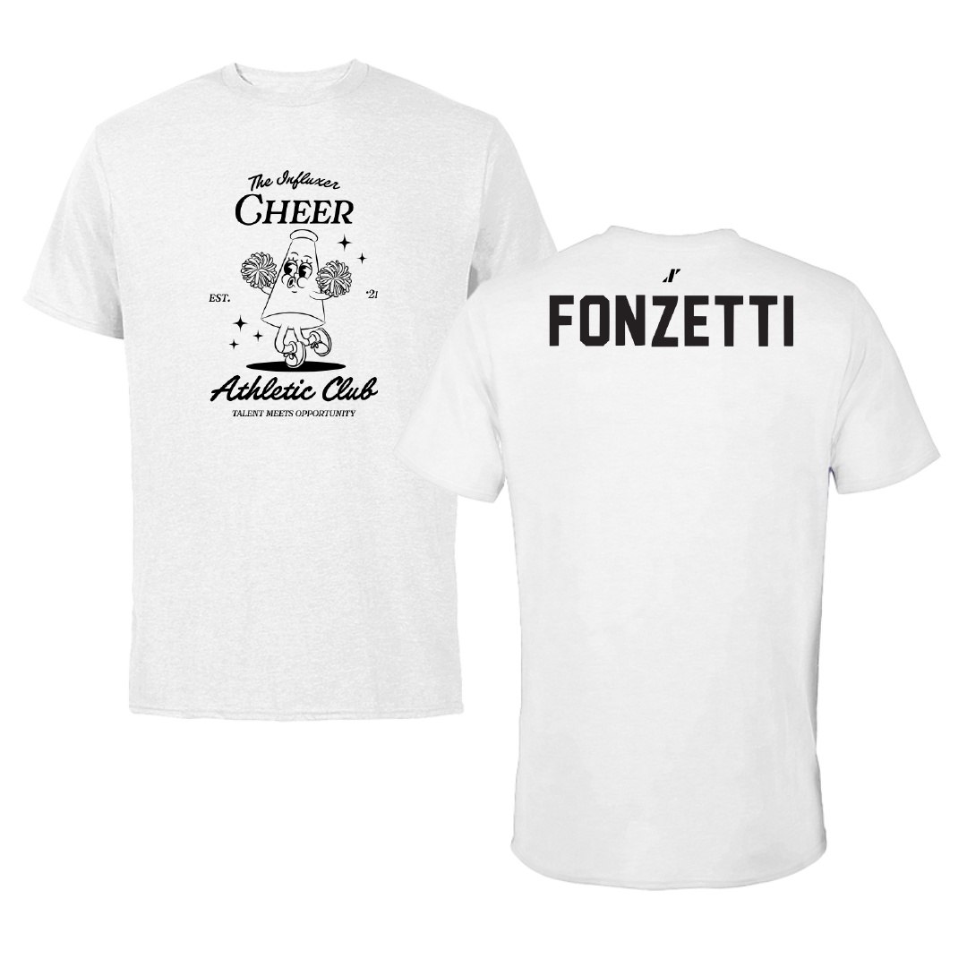 Cheer White Influxer Athletic Club Tee - Natalia Fonzetti