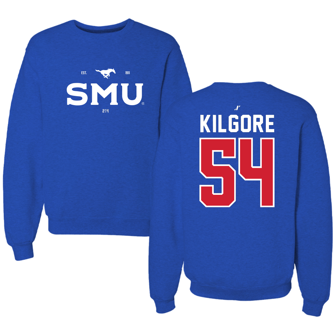 Southern Methodist University Football Blue General Crewneck - #54 Alex Kilgore