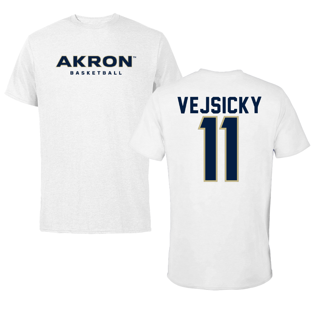 University of Akron Basketball White Tee - #11 Maddie Vejsicky