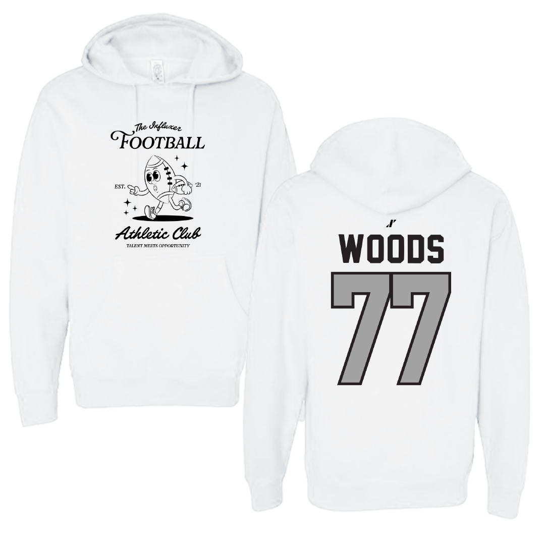 Football White Influxer Athletic Club Hoodie - #77 Alex Woods