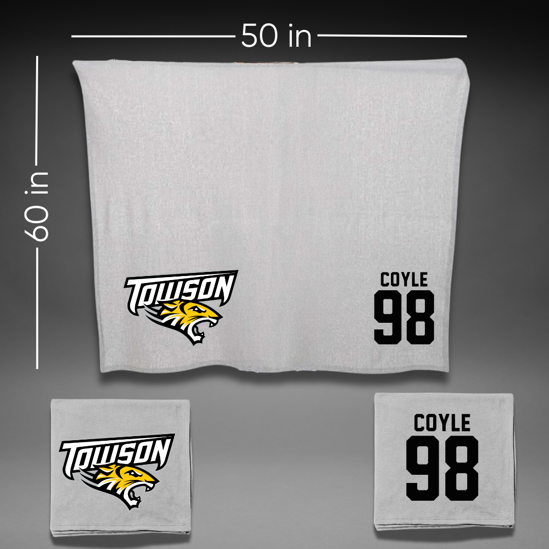 Towson University Football Gray Blanket - #98 Patrick Coyle