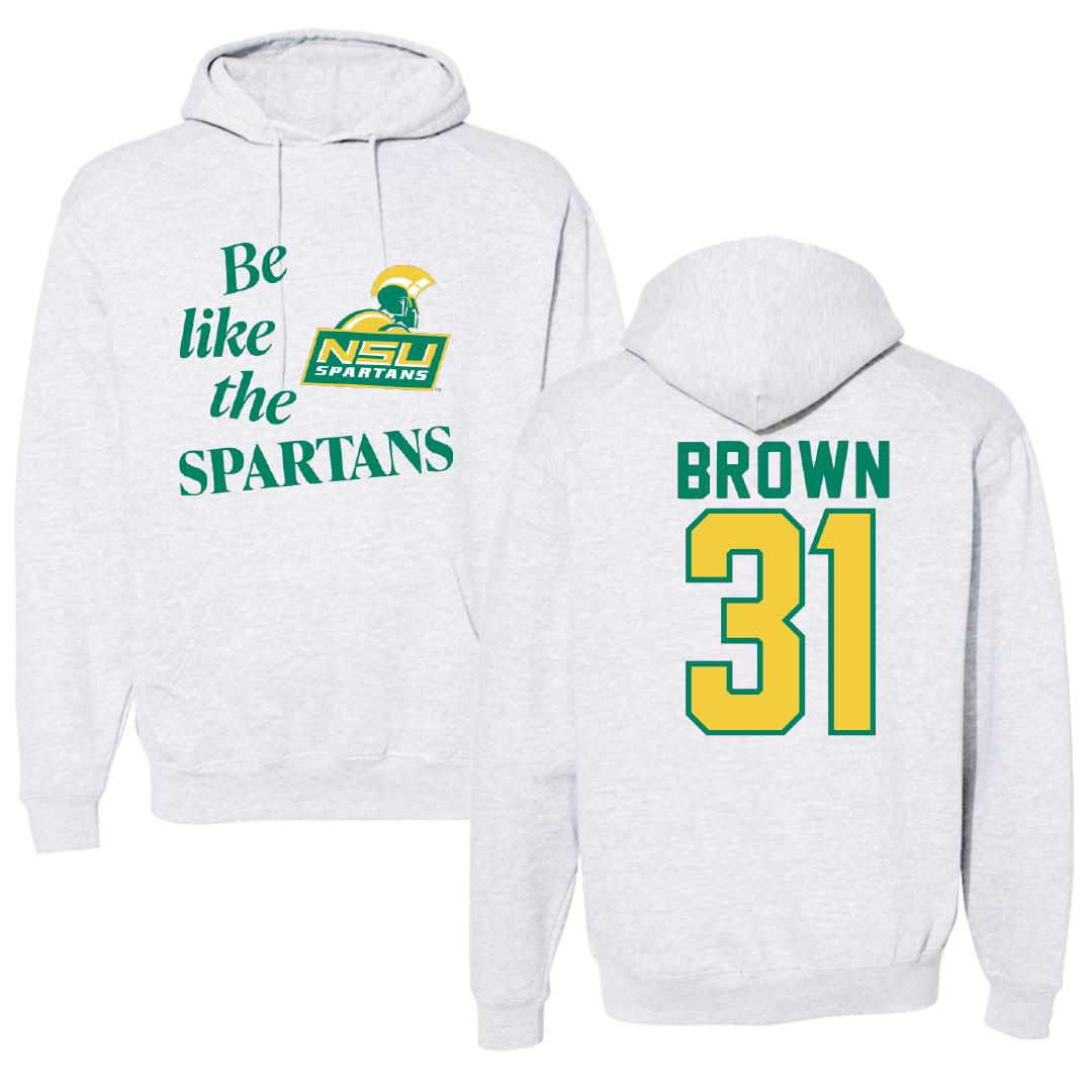Norfolk State University Basketball Light Gray Be Like Us Hoodie - #31 Cahiem Brown