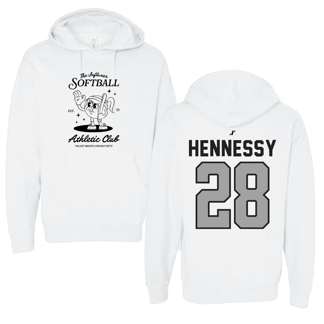 Softball White Influxer Athletic Club Hoodie - #28 Hannah Hennessy