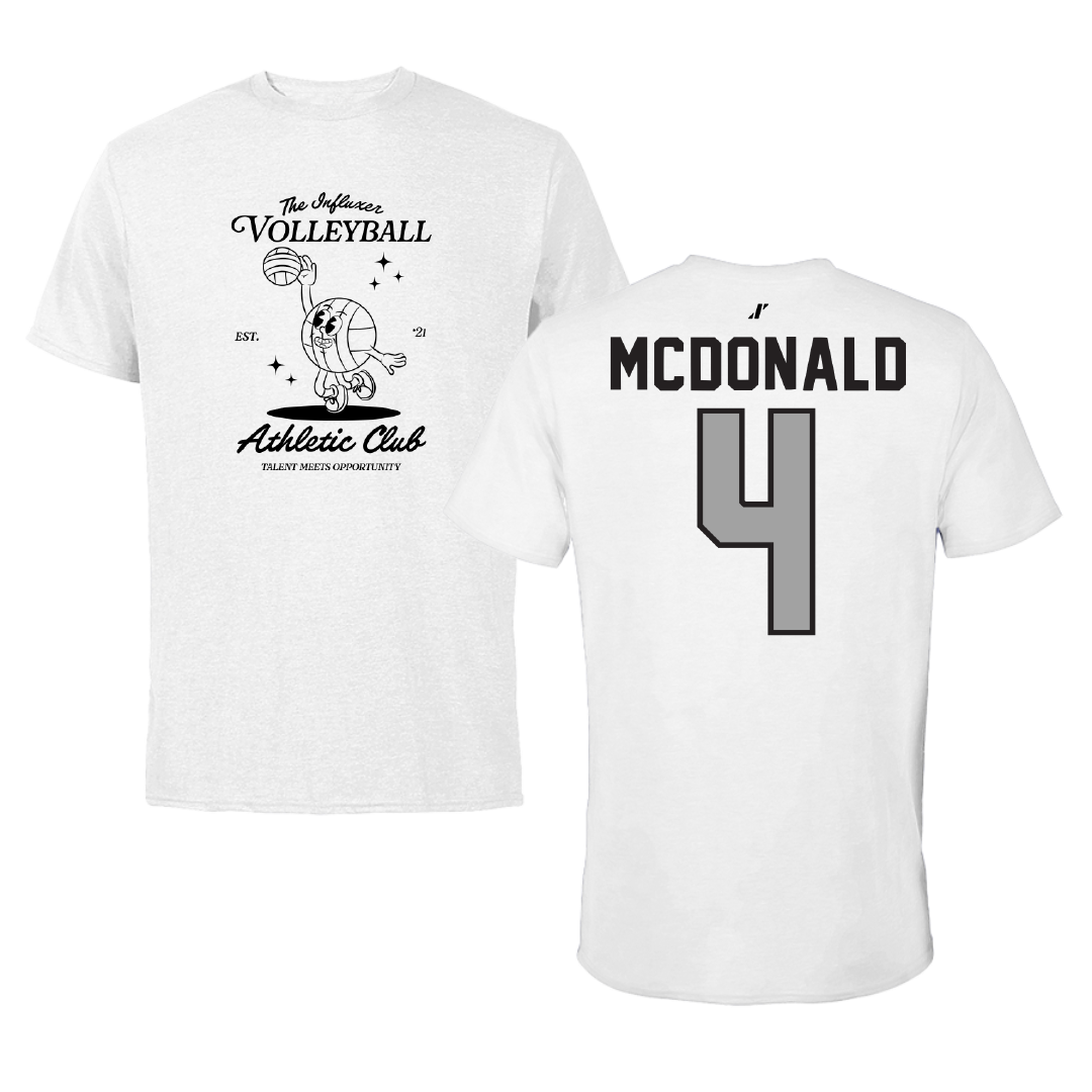 Volleyball White Influxer Athletic Club Tee - #4 Troy McDonald