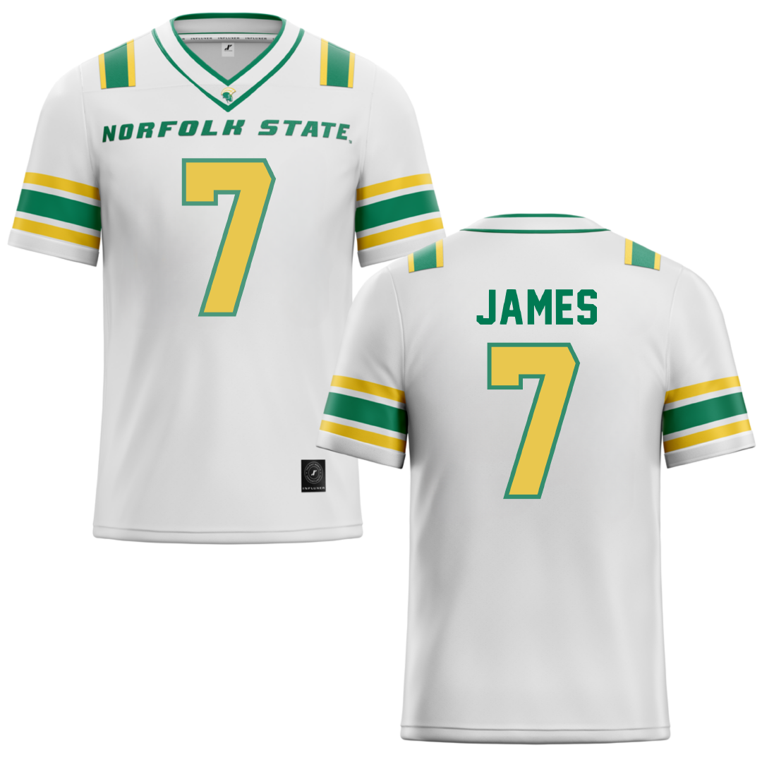 Norfolk State University White Football Jersey - #7 Nolan James