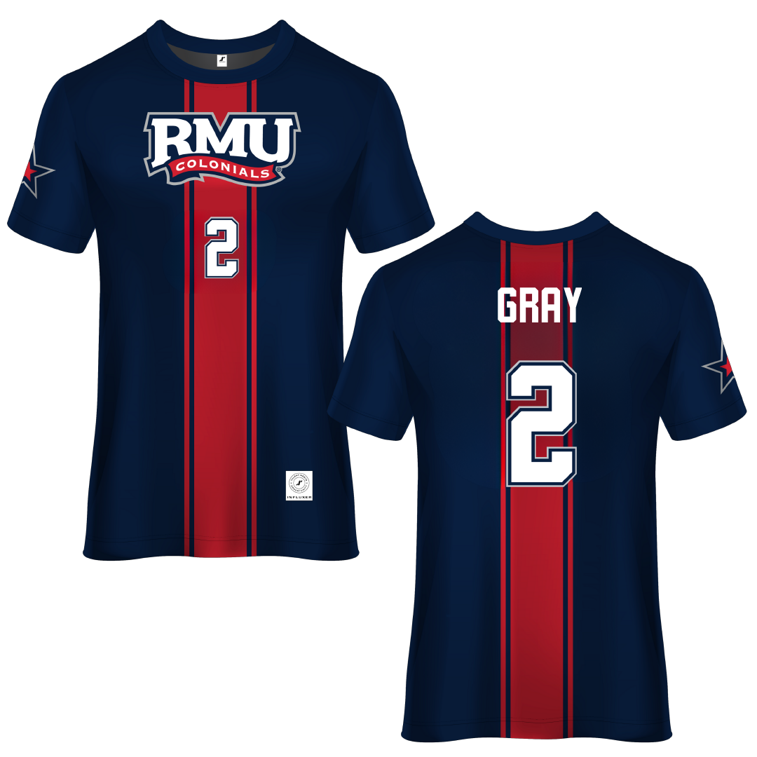 Robert Morris University Blue Soccer Jersey - #2 Darren Gray