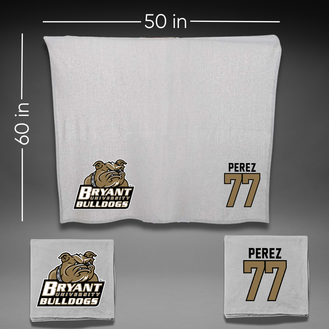 Bryant University Football Gray Blanket - #77 Anthony Perez