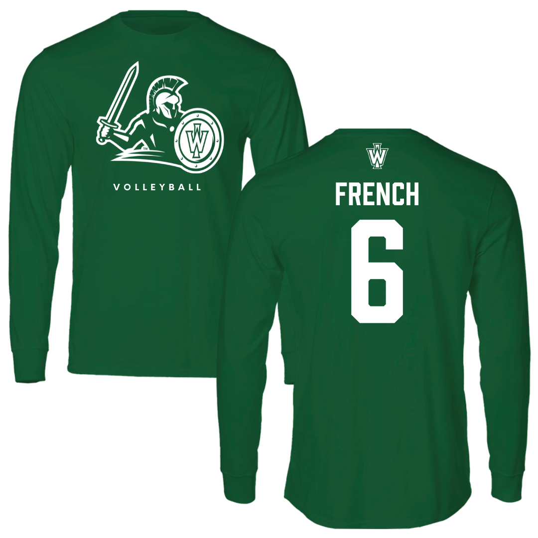 Illinois Wesleyan University Volleyball Kelly Green Performance Long Sleeve - #6 Taylor French