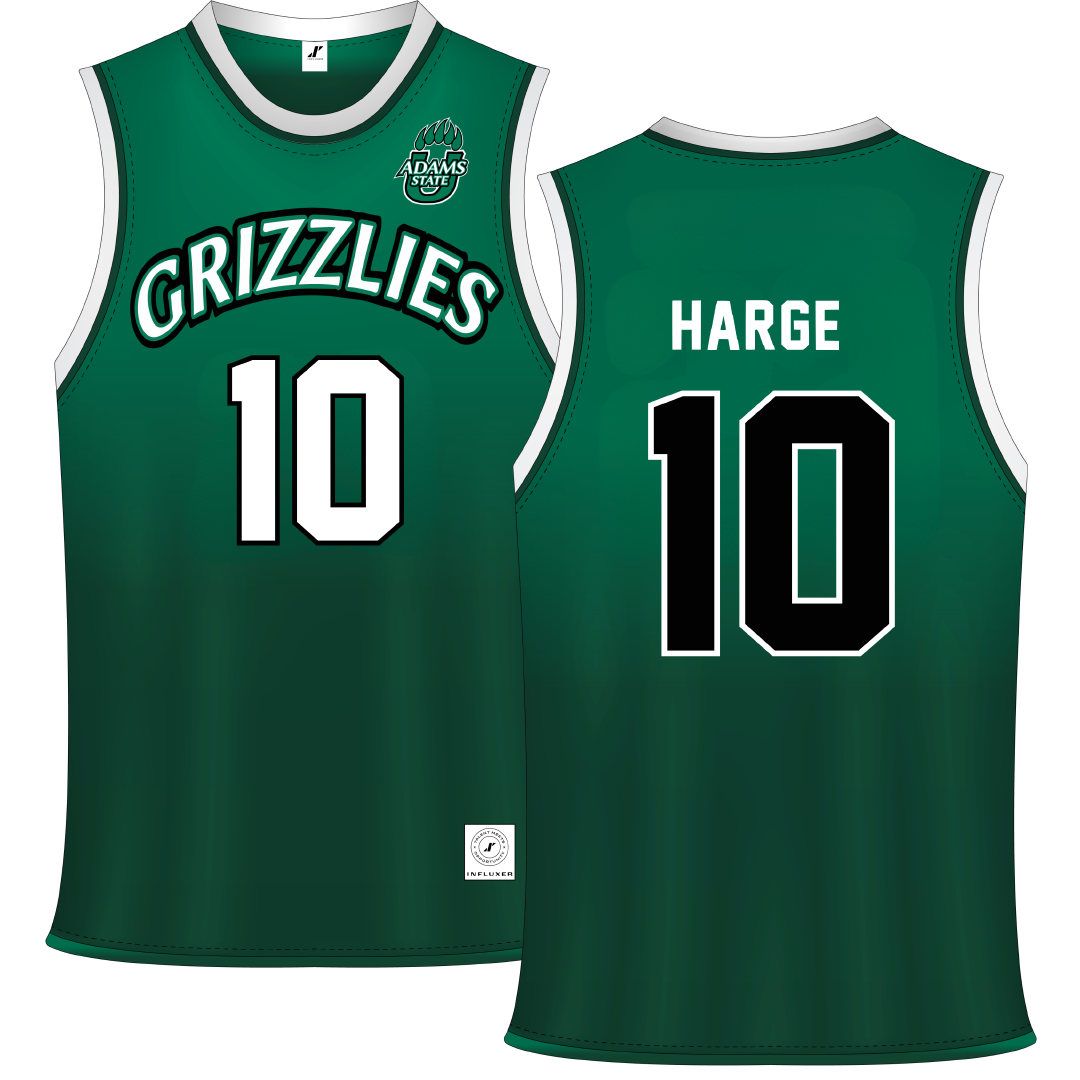 Adams State University Green Basketball Jersey - #10 John Harge