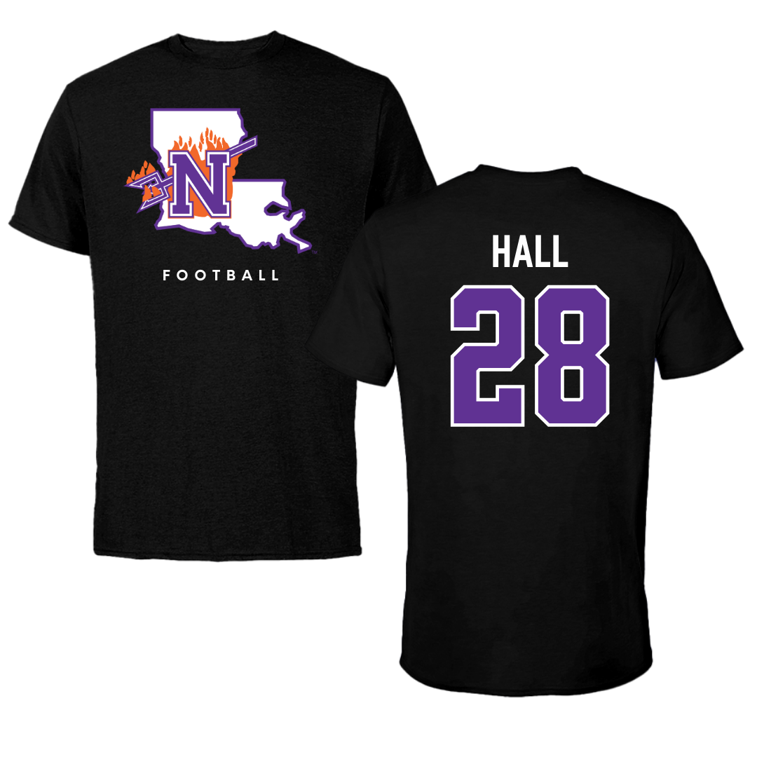 Northwestern State University Football Black Block Performance Tee - #28 Antonio Hall