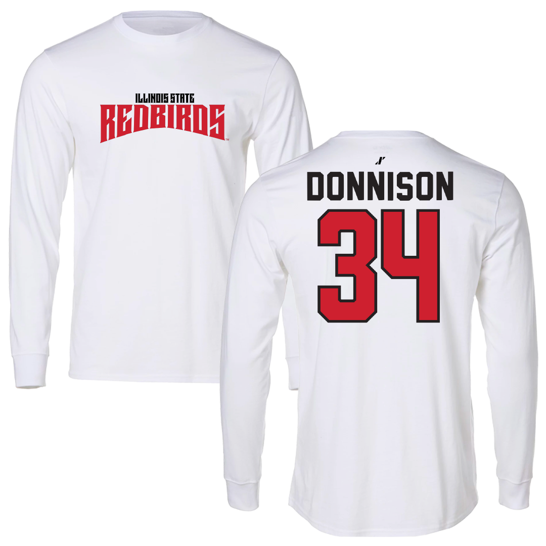Illinois State University Baseball White Classic Performance Long Sleeve - #34 Matthew Donnison