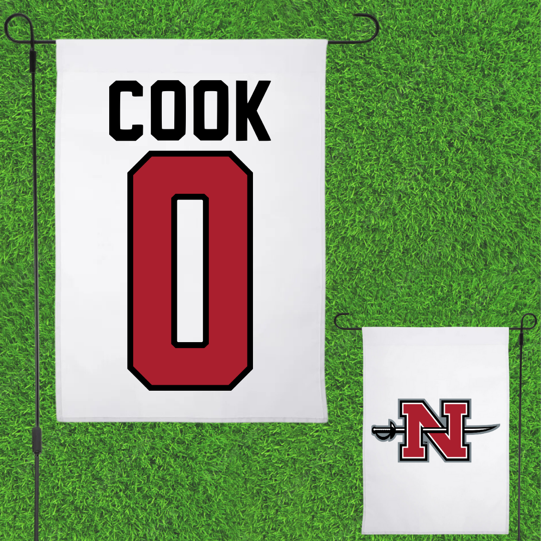 Nicholls State University Soccer White Garden Flag - #0 Megan Cook