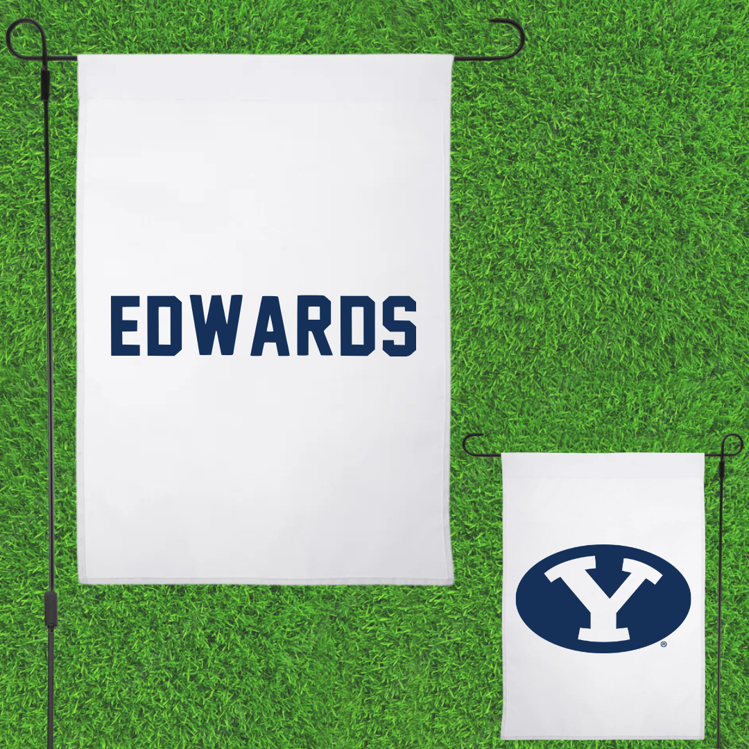 Brigham Young University Swimming & Diving White Garden Flag - Emerson Edwards