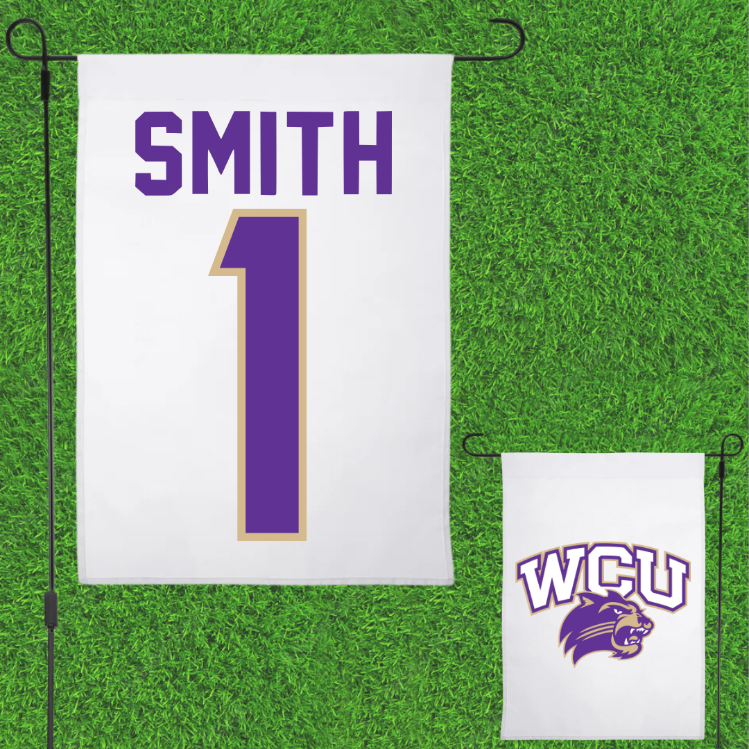 Western Carolina University Baseball White Garden Flag - #1 Elijah Smith