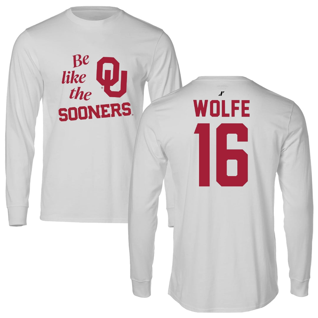 University of Oklahoma Soccer Light Gray Be Like Us Performance Long Sleeve - #16 Dani Wolfe